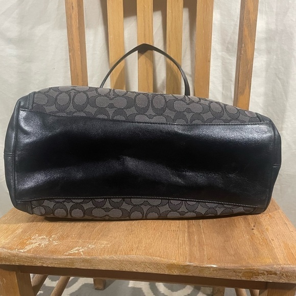 Coach Edie Shoulder Bag Signature Grey Black Current Leather - Picture 9 of 16